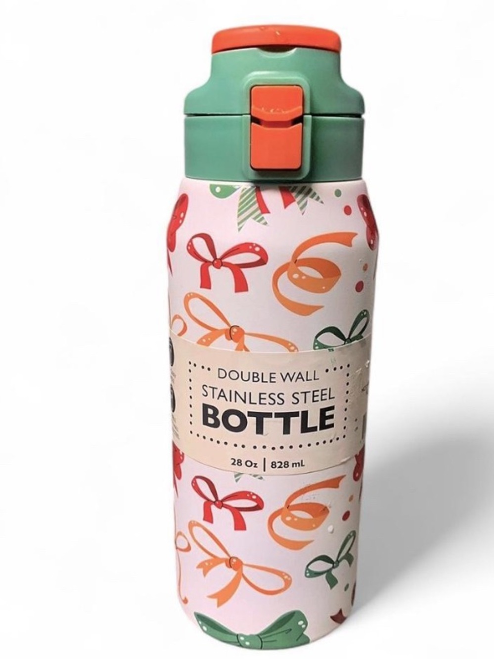 NWT Hobby Lobby Christmas Bows Stainless Steel Insulated Water Bottle 28oz